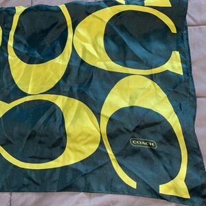 Vintage Coach Green and Lime Green Logo Scarf 26” Square  NEVER WORN